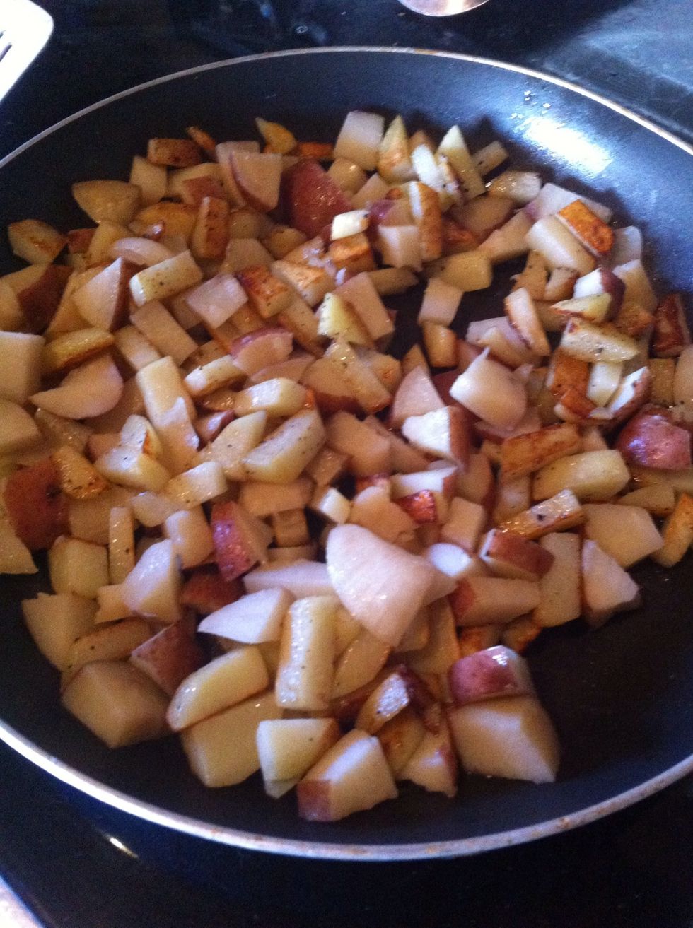 Toss in pan when previous potatoes are just about done