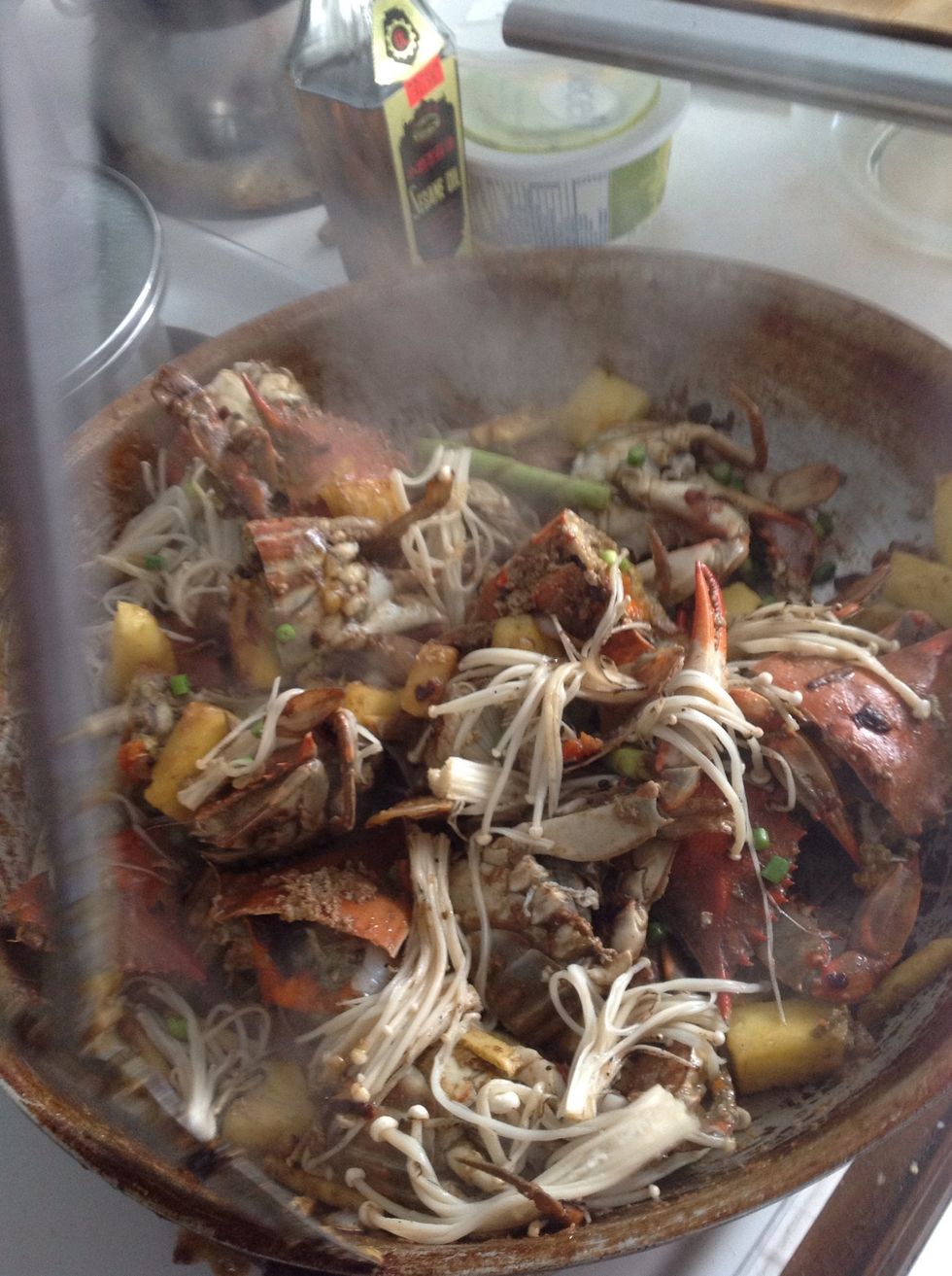 Toss it all around and cover for a few minutes.