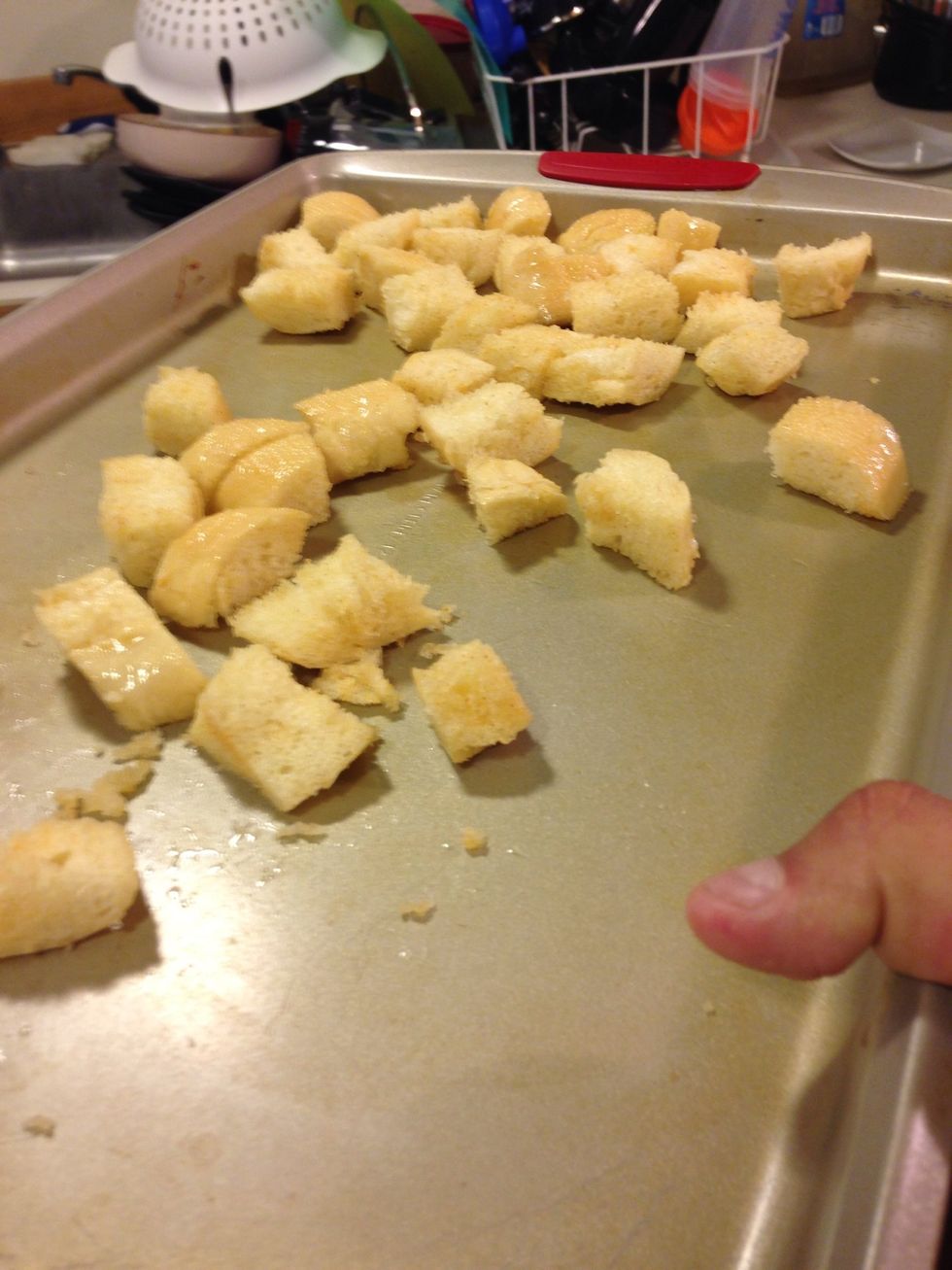 Toss it on a cookie sheet and bake about 8-10 minutes until brown and toasted