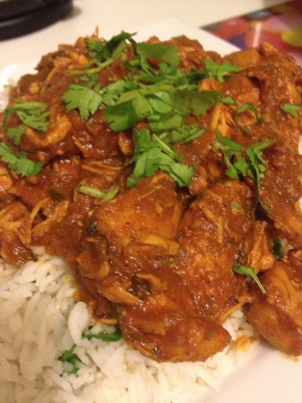 Toss some coriander in the rice and garnish on top