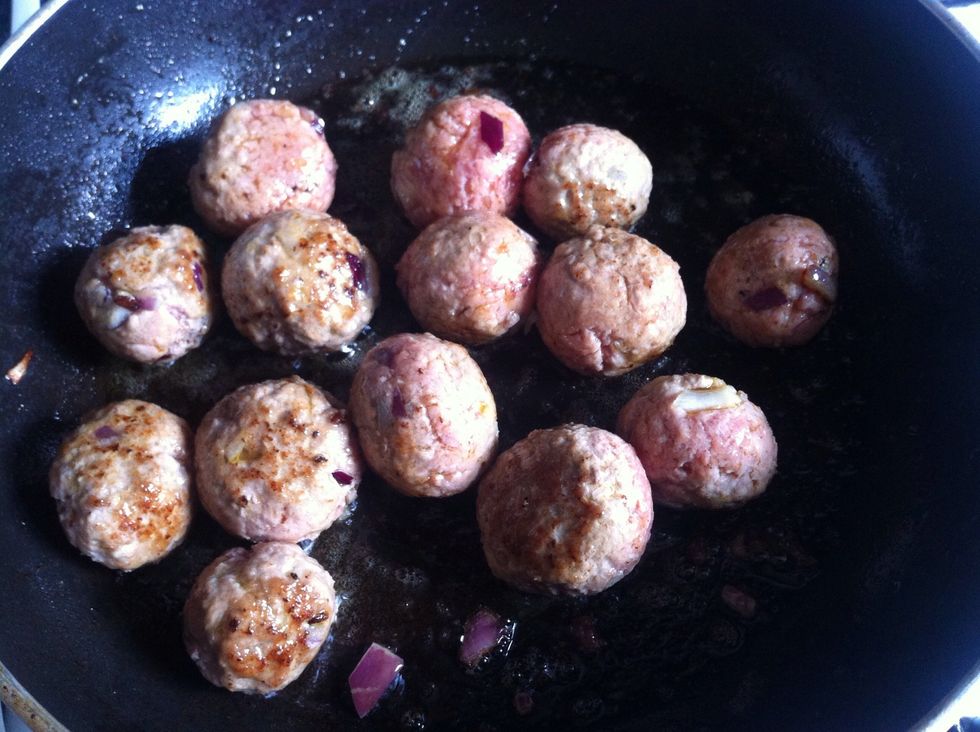 Toss them in the pan until they're brown and the meat is cooked through.
