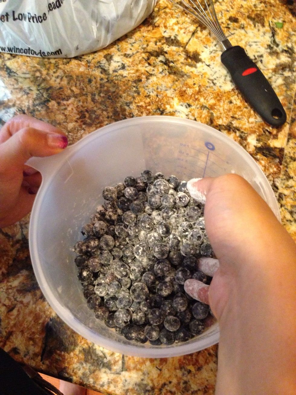 Toss them with about a tbsp of flour!