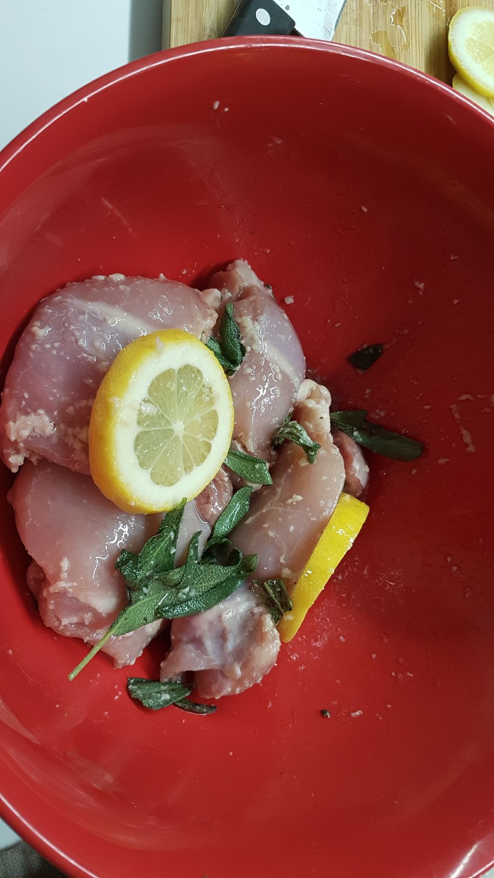 Tossed chicken and put aside.