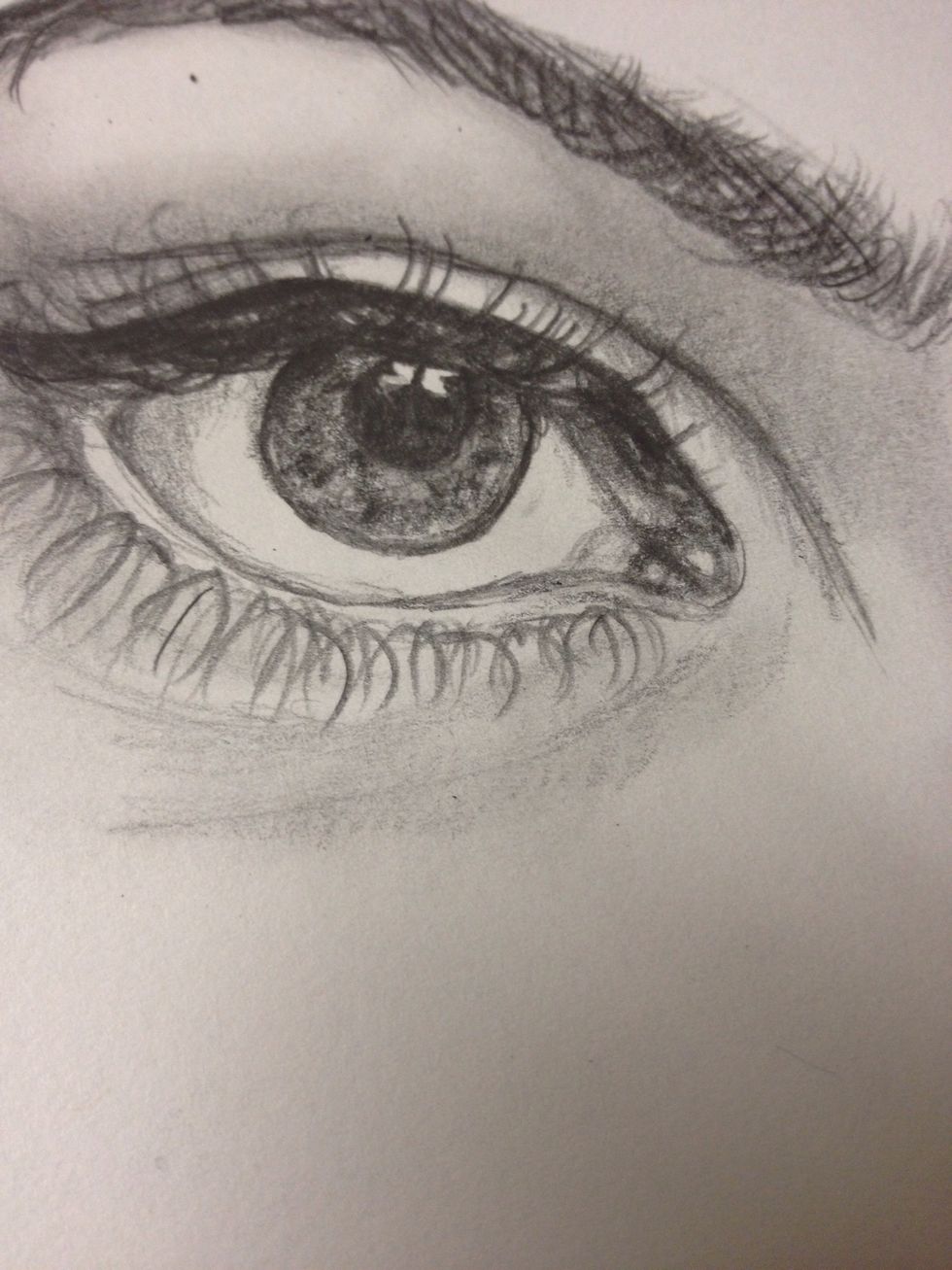 Touch it up a bit by shading the corner of the eye. Leave a little white space there so it can be "glare"