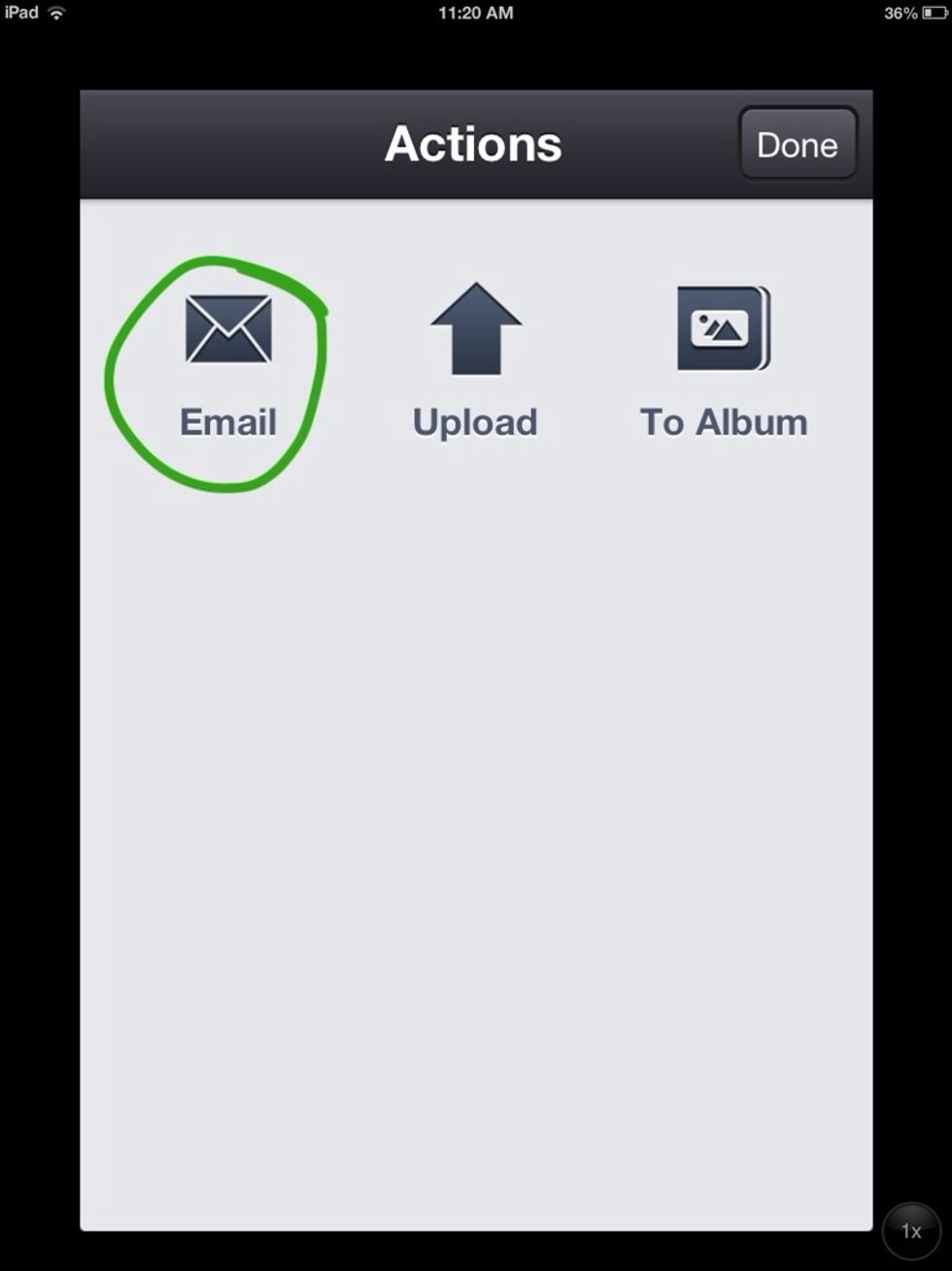 Touch the Email button. All the documents you selected will be attached. You can address your email and send.