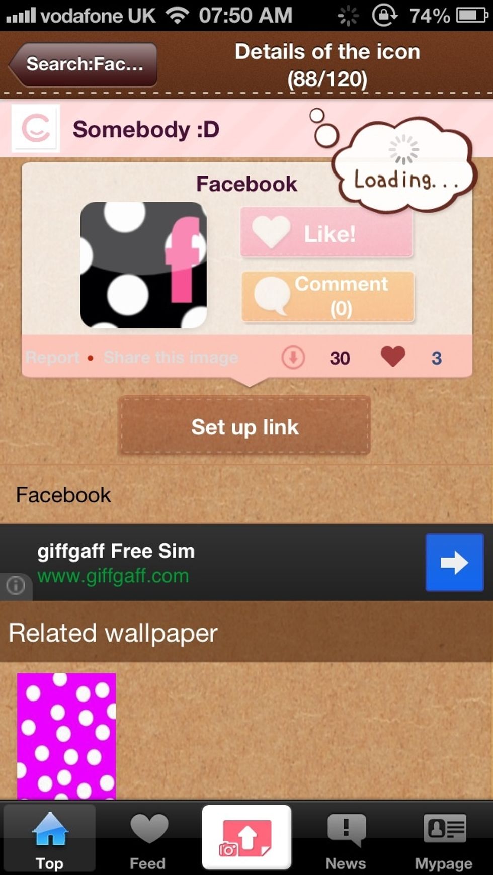 touch the one you like and then press "set up link"