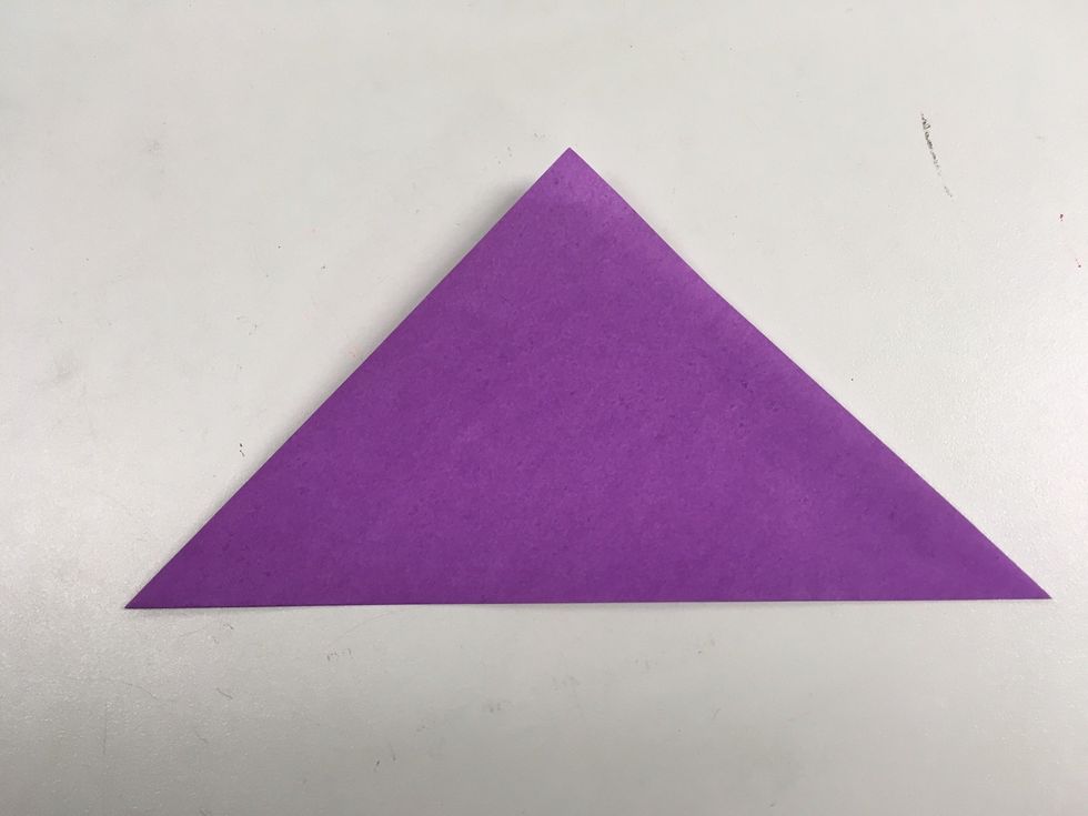 Touch two opposing corners together and crease to form a triangle.