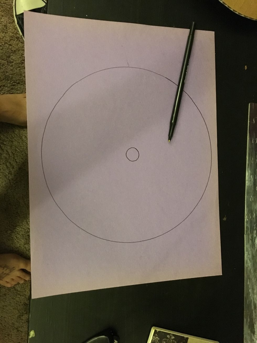 Trace a circle. I traced the inside circle to help me find the center easier.