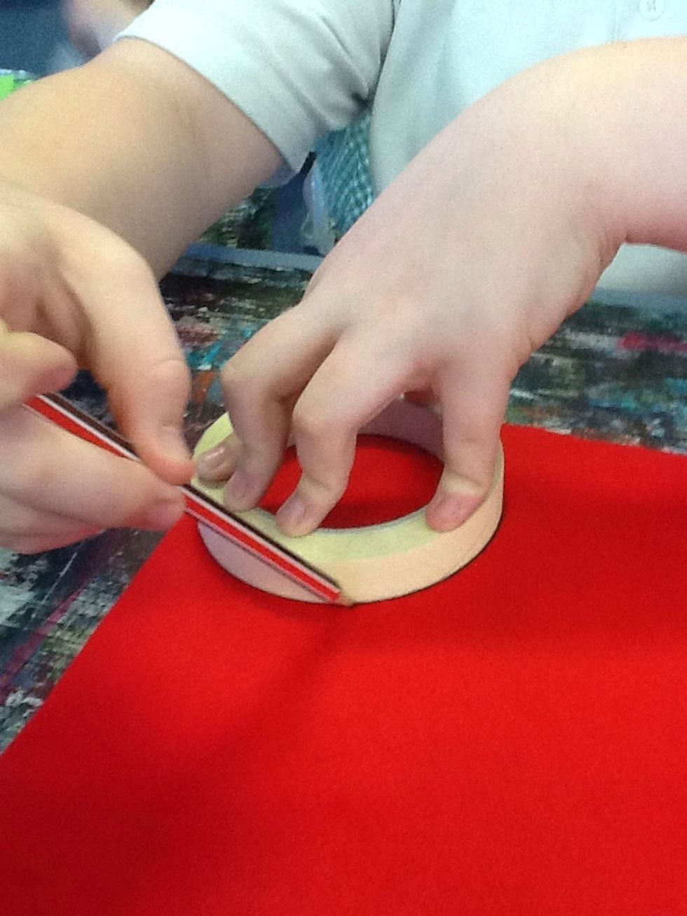 Trace around your circular object with a lead pencil we ended up choosing a tape roll make around three but four in case you make a mistake.
