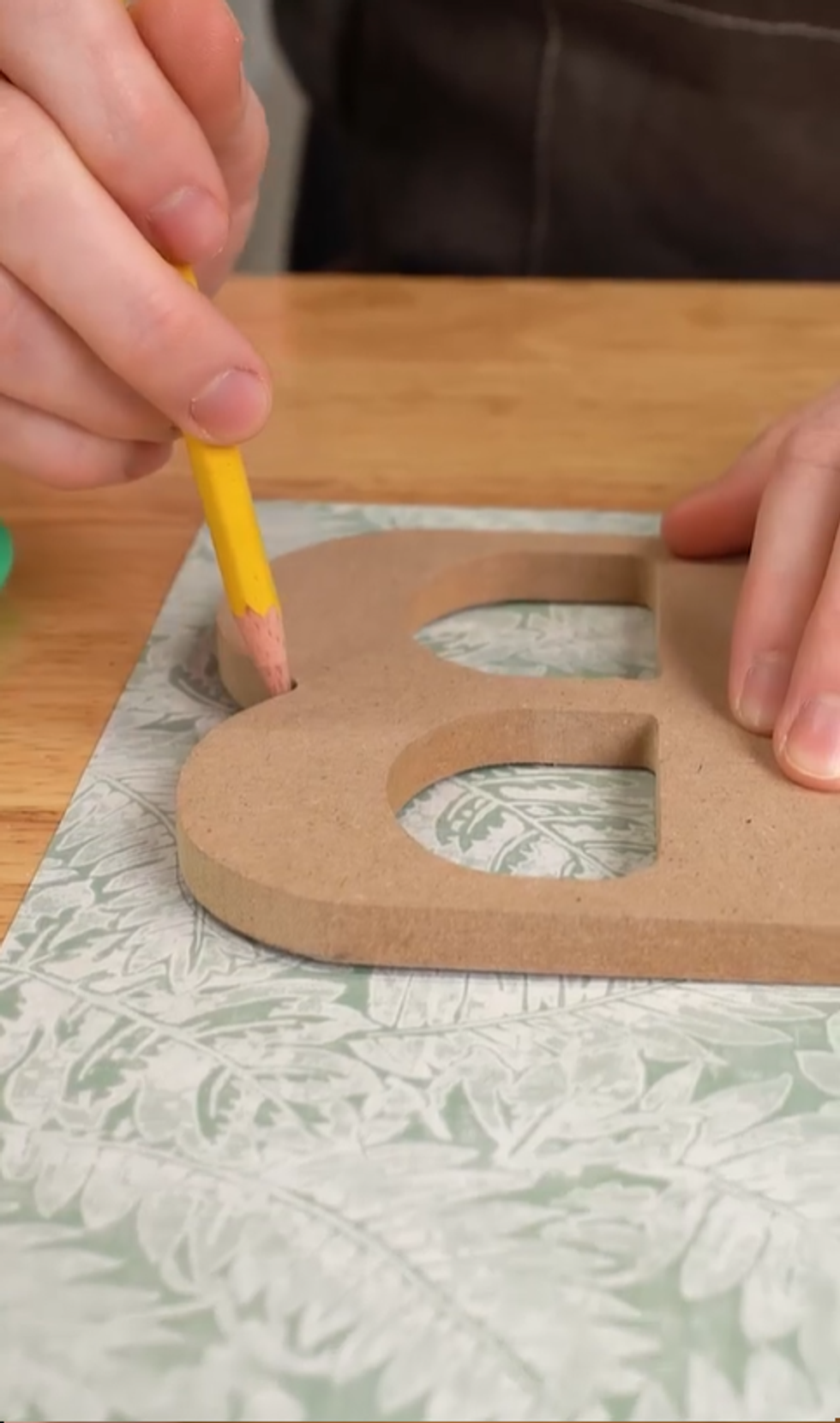 Trace letter onto floral scrapbook paper and cut out. Apply paper to letter using Matte Mod Podge and let dry.