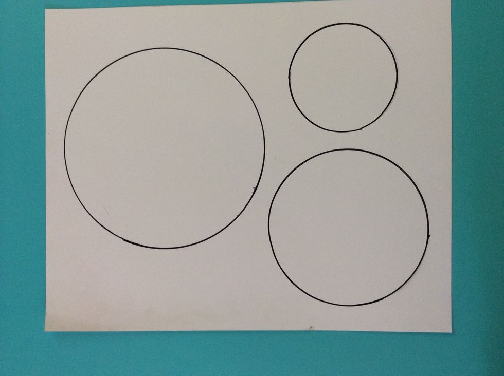 Trace or draw three different size circles onto poster board. Cut out the circles.