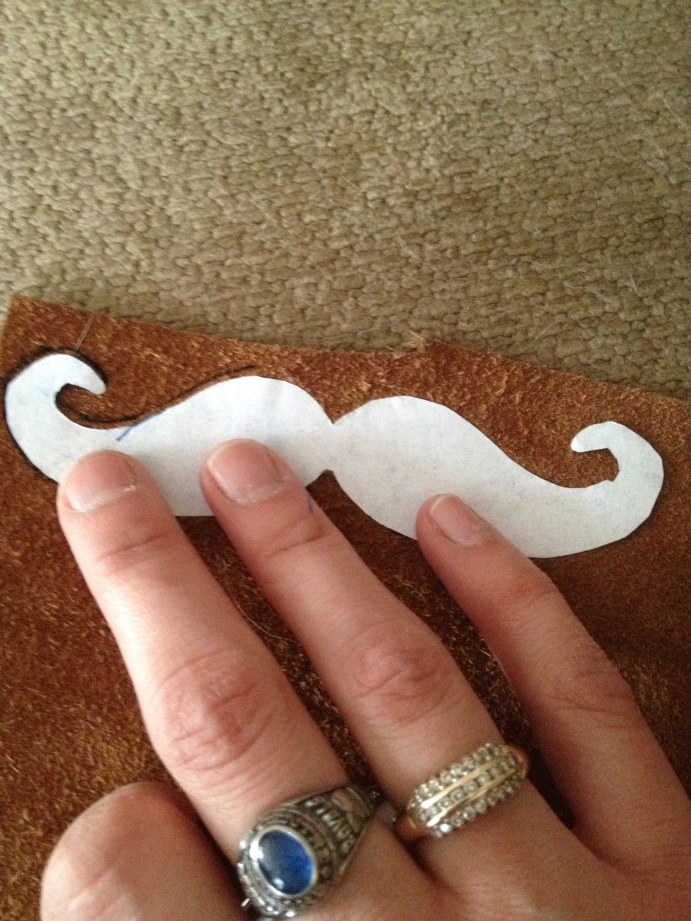 Trace out the template on the back side of the leather.