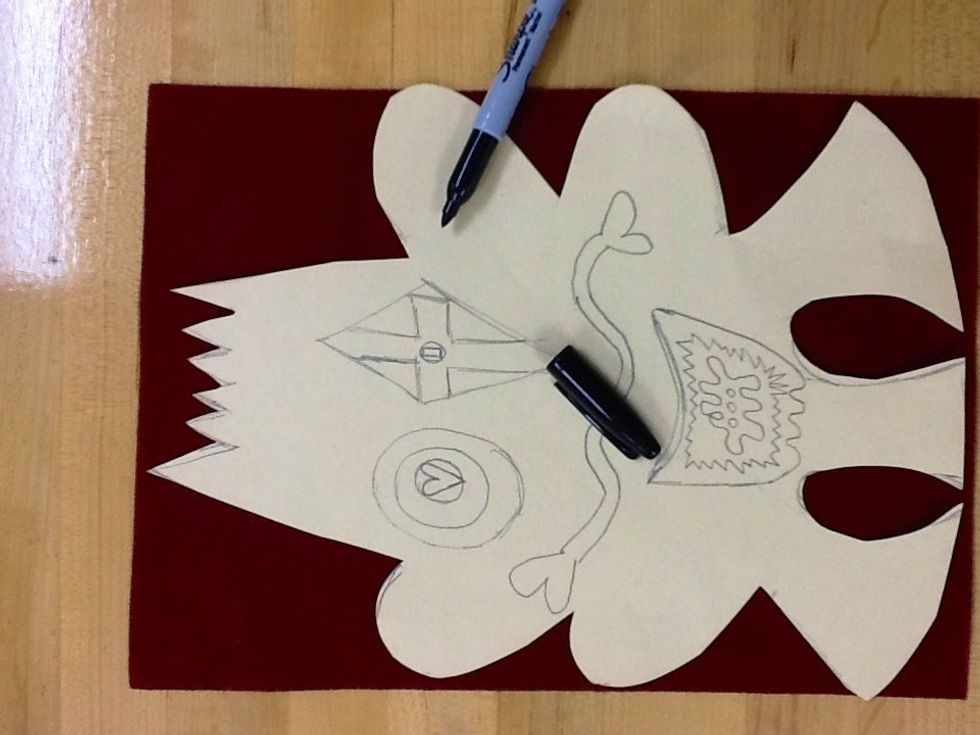 Trace stencil onto felt