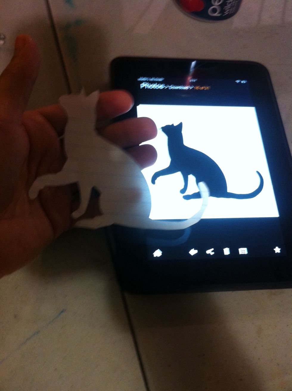 Trace straight from tablet device . ( I used my kindle fire with full brightness ) honestly printing the image would have been way easier tho I'm proud of my hard work. Cut image out
