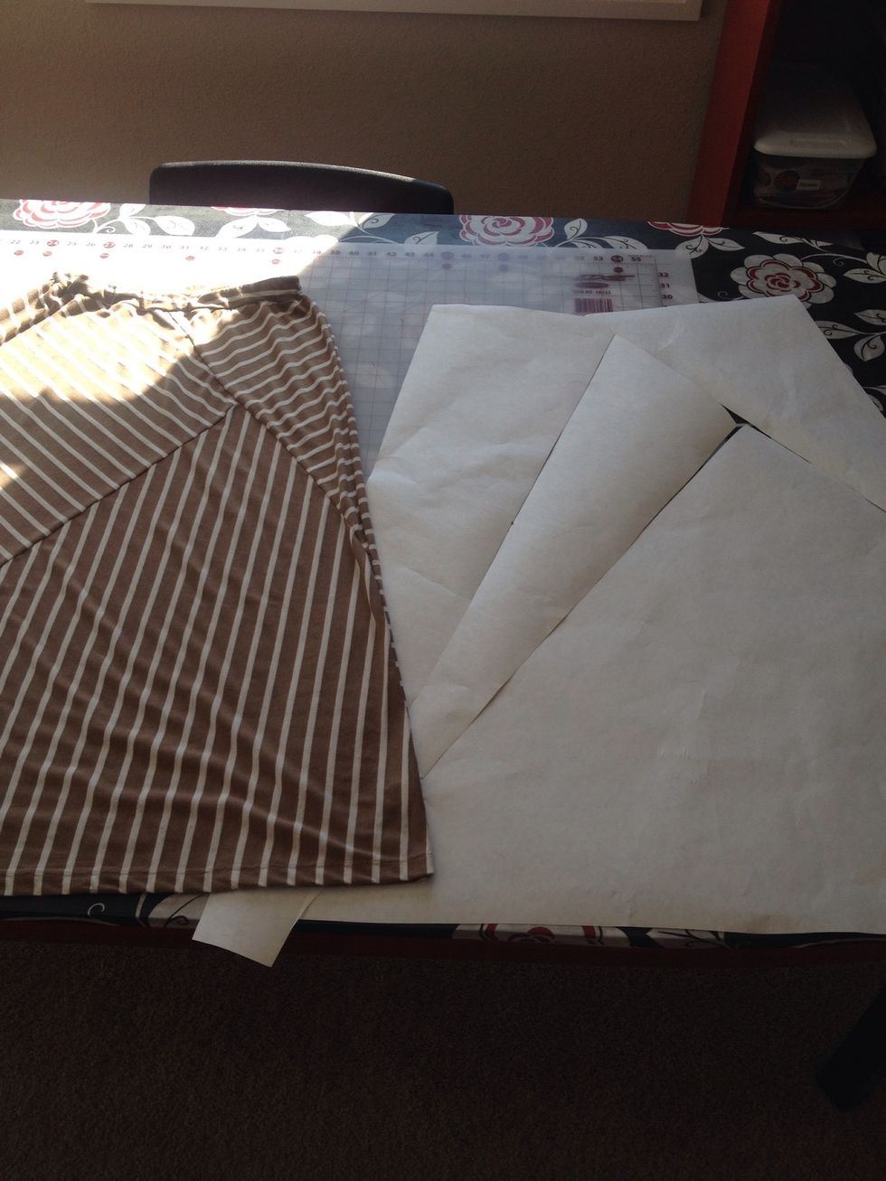 Trace the pattern of the maxi skirt onto the butcher paper and cut out the shapes.