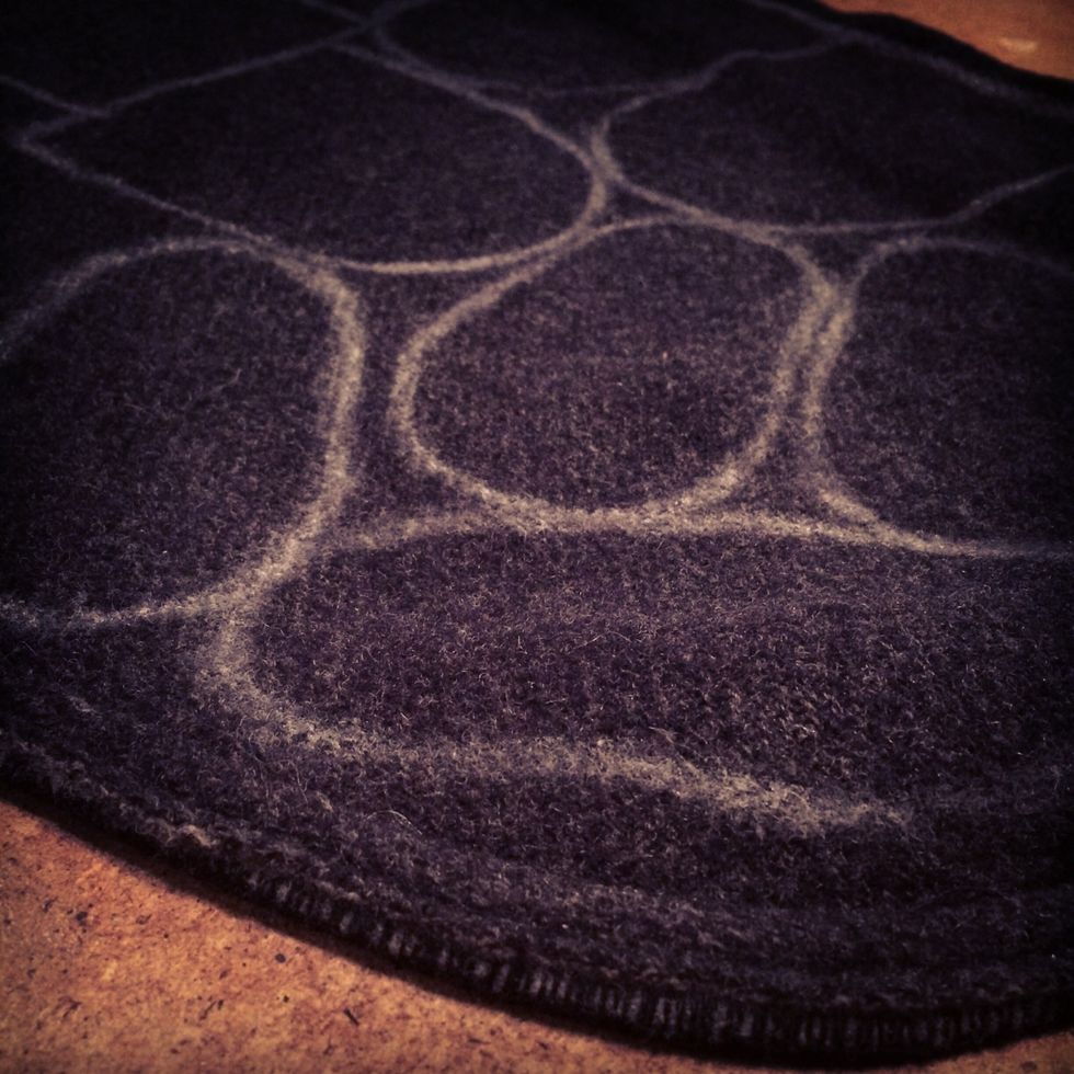 Trace the pattern using chalk onto your thrift store item - 2 feet & 2 body pieces. Then cut out the pieces.