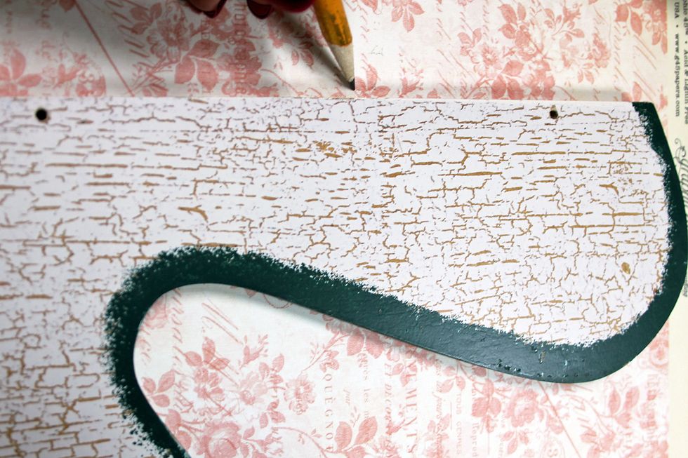 Trace the shape of each piece onto "Golden Age" patterned paper, trim, set aside.