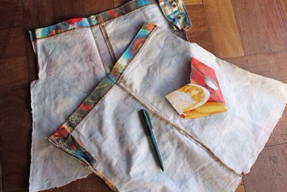 Trace your 5 star templates against your upcycled fabric. Cut the fabric according to the traced lines.