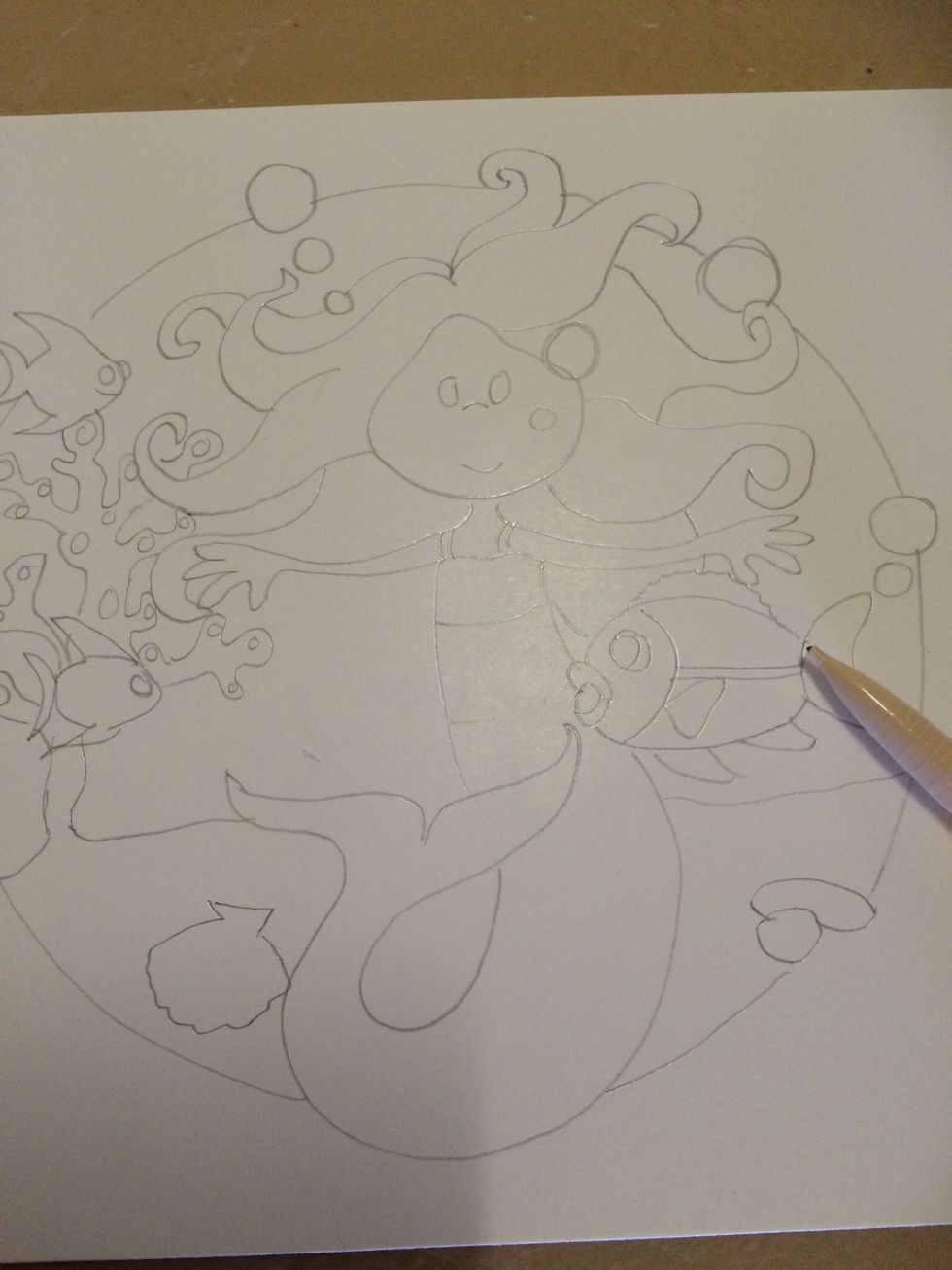 Trace your image onto card.