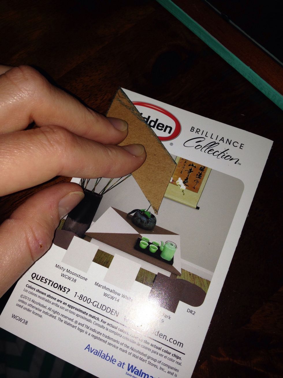 Trace your rectangles. Beware where the writing is on the color side. I have one paint chip I messed up on (see last photo). Make a few of each side so you have some for each side of the herringbone.