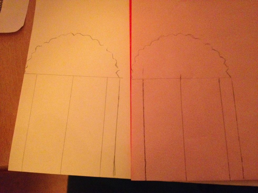 Trace your template on to both papers, press hard on the lines so you mark the paper underneath.