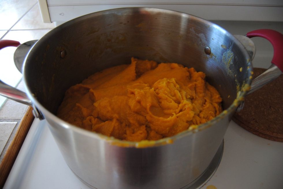 Transfer back into pot and resume low heating