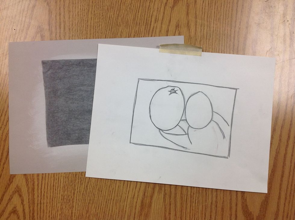 Transfer lines from contour tracer by creating "sandwich" of toned bogus paper on bottom, graphite transfer paper (graphite side facing down), and contour tracer on top. Trace line with firm pressure