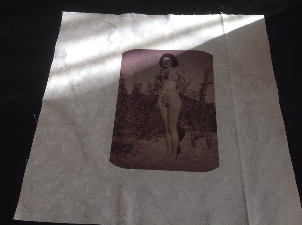 Transfer photo to a measured square apx the same size as the pillow.