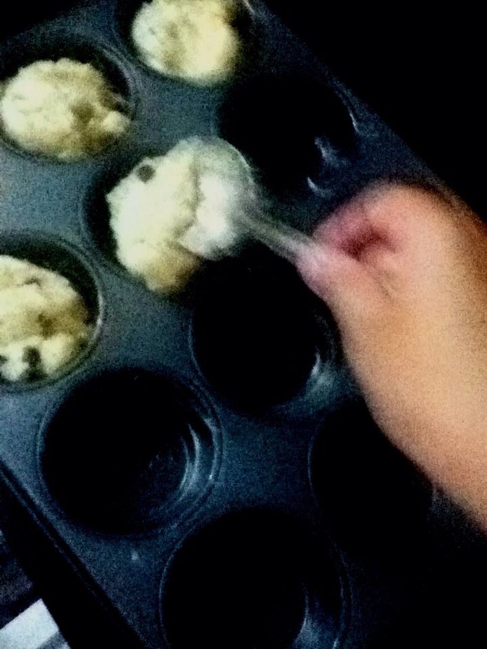 Transfer the mixture into each of them. Sprinkle some granulated sugar on top of each of them.