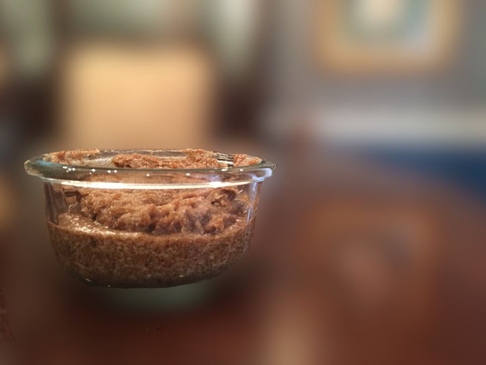 Transfer the mixture to a small jar or other container.