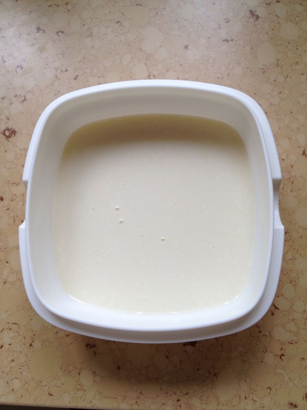 Transfer to a container and freeze for minimum 2 hours, whisking after the first hour.