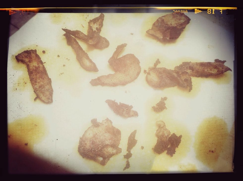 Transfer to a plate lined with paper towels. Blot off excess oil gently. Mushroom bacon will crisp up as it cools (around 30 seconds).