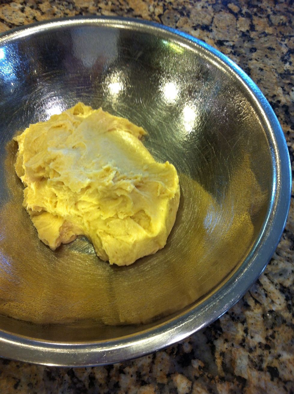 Transfer to greased bowl. The dough will be sticky and that's fine. Cover and let rise until its doubled in size. About an hour or so