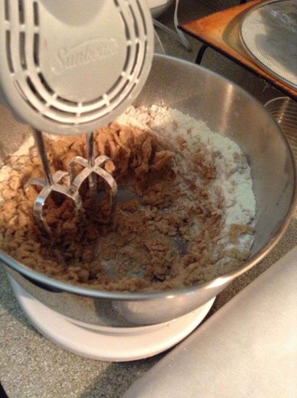 Transfer to mixing bowl (if separate.) Add in Flour , Baking Soda, & Vanilla extract. Use a hand mixer or on a stand. Add Milk & Greek Yogurt. Mix. Mix. Mix.