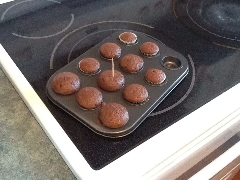 Trick!!! Use a toothpick to check if the cupcakes are finished. If they are the toothpick will come out clean.