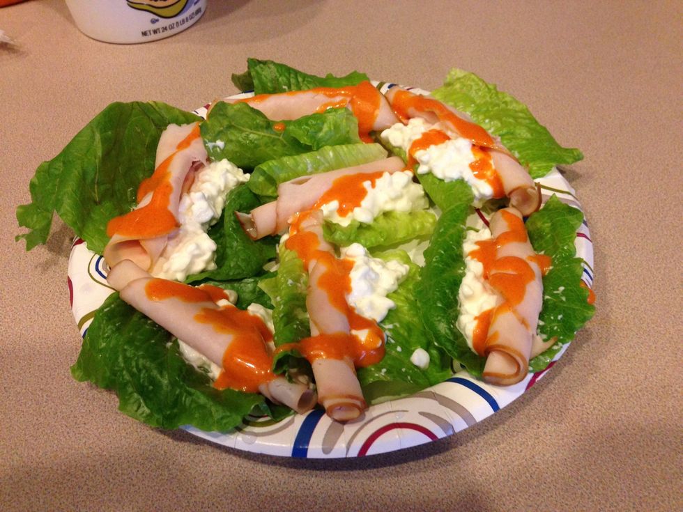 Trickle a little of the French Dressing on them.