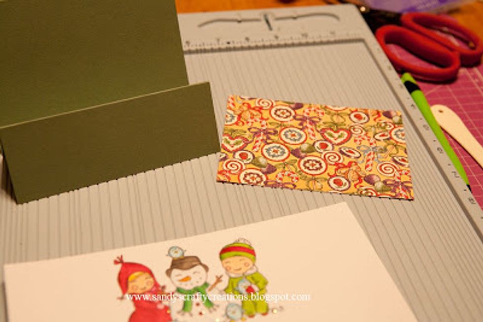 Trim a piece of printed paper 5.25 inches long x 3.75 inches tall