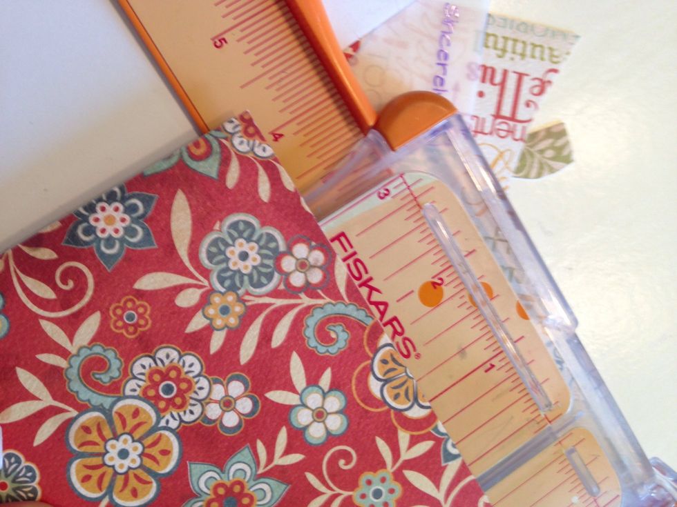 Trim down a piece of pattern paper to 5.5 x 4 1/4 inches.