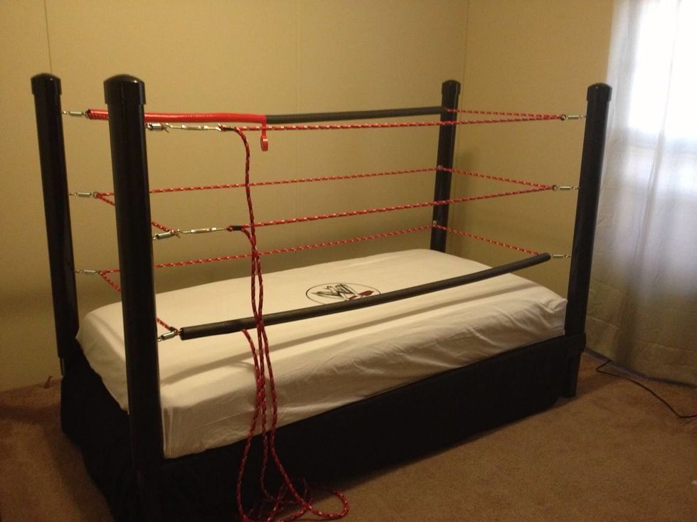 Trim excess rope.  Cover all the ropes with pipe insulation and tape around each one with electric tape. **THIS IS A MUST TO HELP AVOID (NOT PREVENT) CHOKING/STRANGLING HAZARDS**