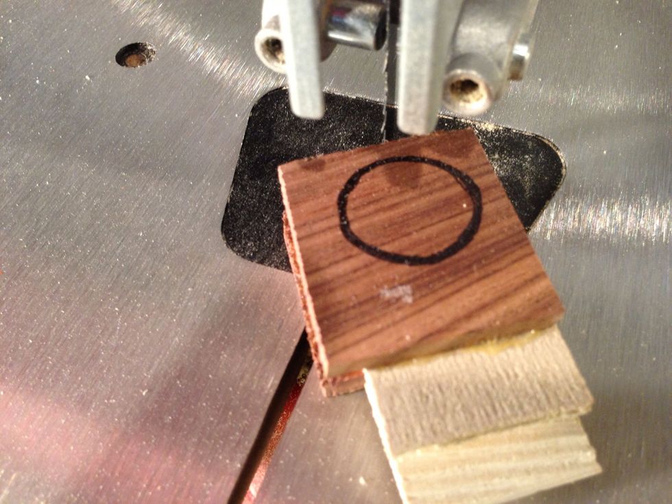 Trim excess with band saw. Be careful and don't rush