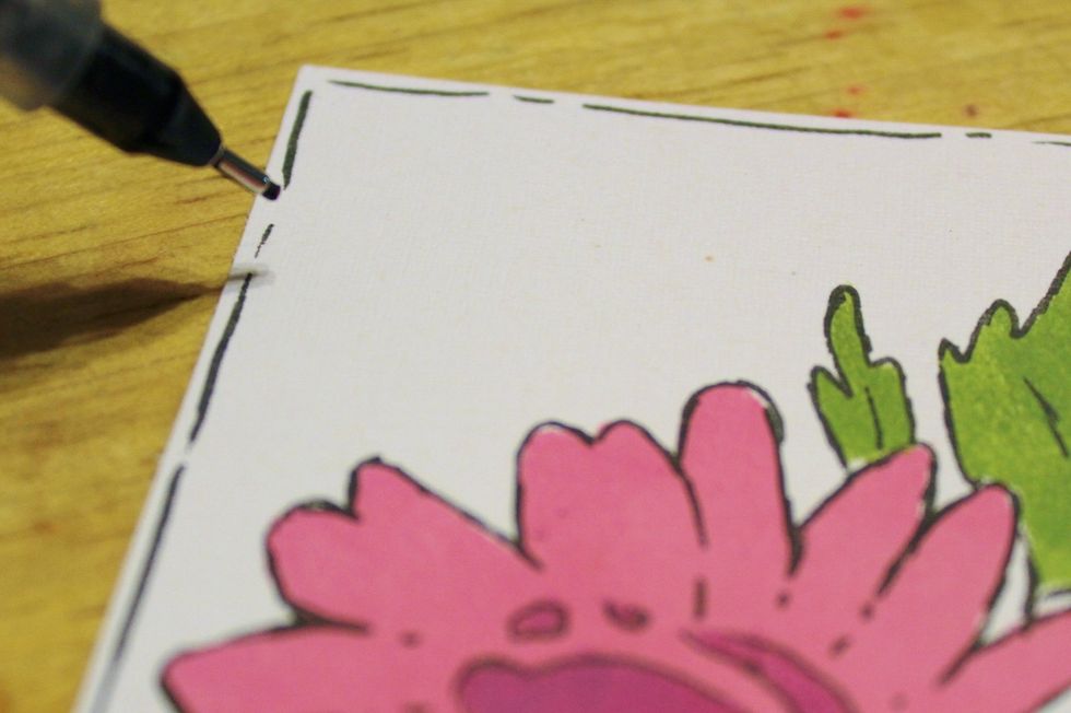 trim flower piece to measure about 4" X 4 1/4", then loosely outline around all edges...