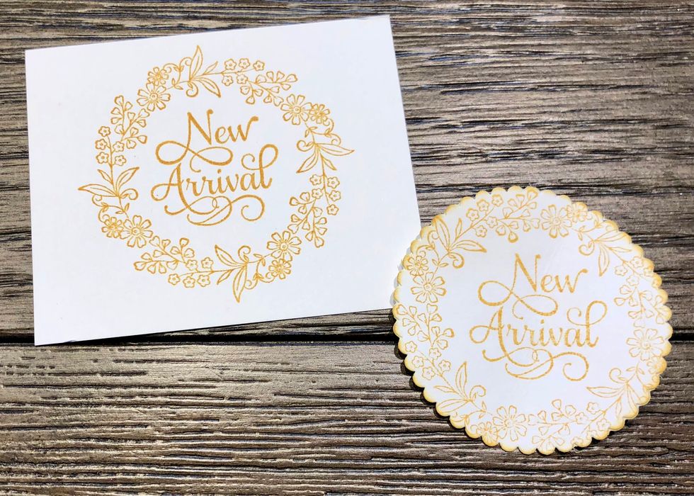 Trim out your wreath image with either a punch, die, or scissors.  In the edges of your cut image with the Venetian Lace ink.