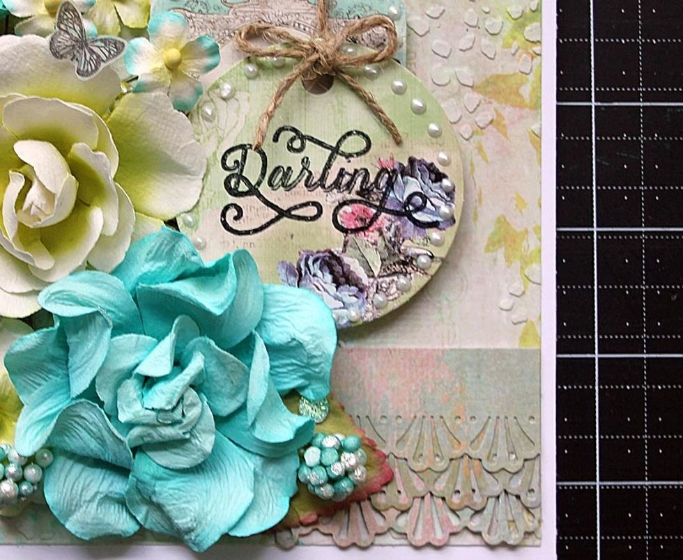 Trim strips and adhere to the lower right side of the card.