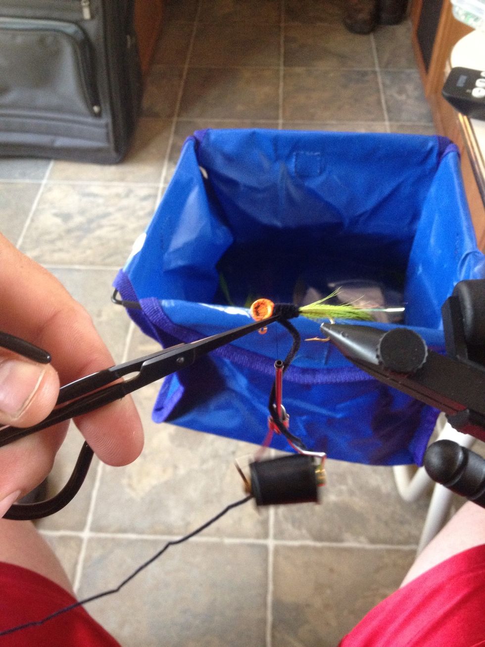 Trim the chenille being careful not to snip your thread.