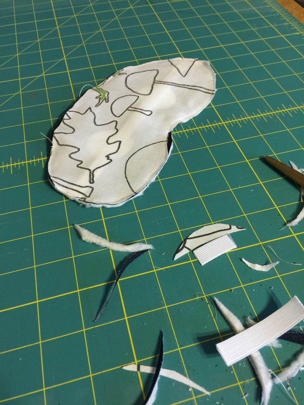 Trim the edges to make it easier to turn your eye mask right side out.