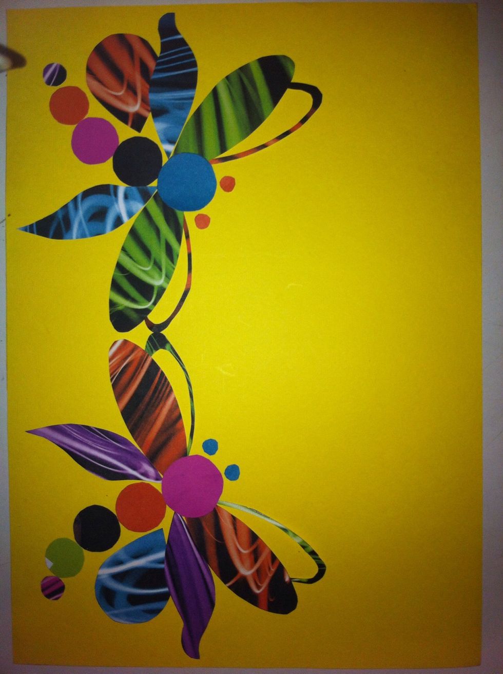 Try arranging the whole thing before sticking it. When you're satisfied with your creation go ahead and glue it :)