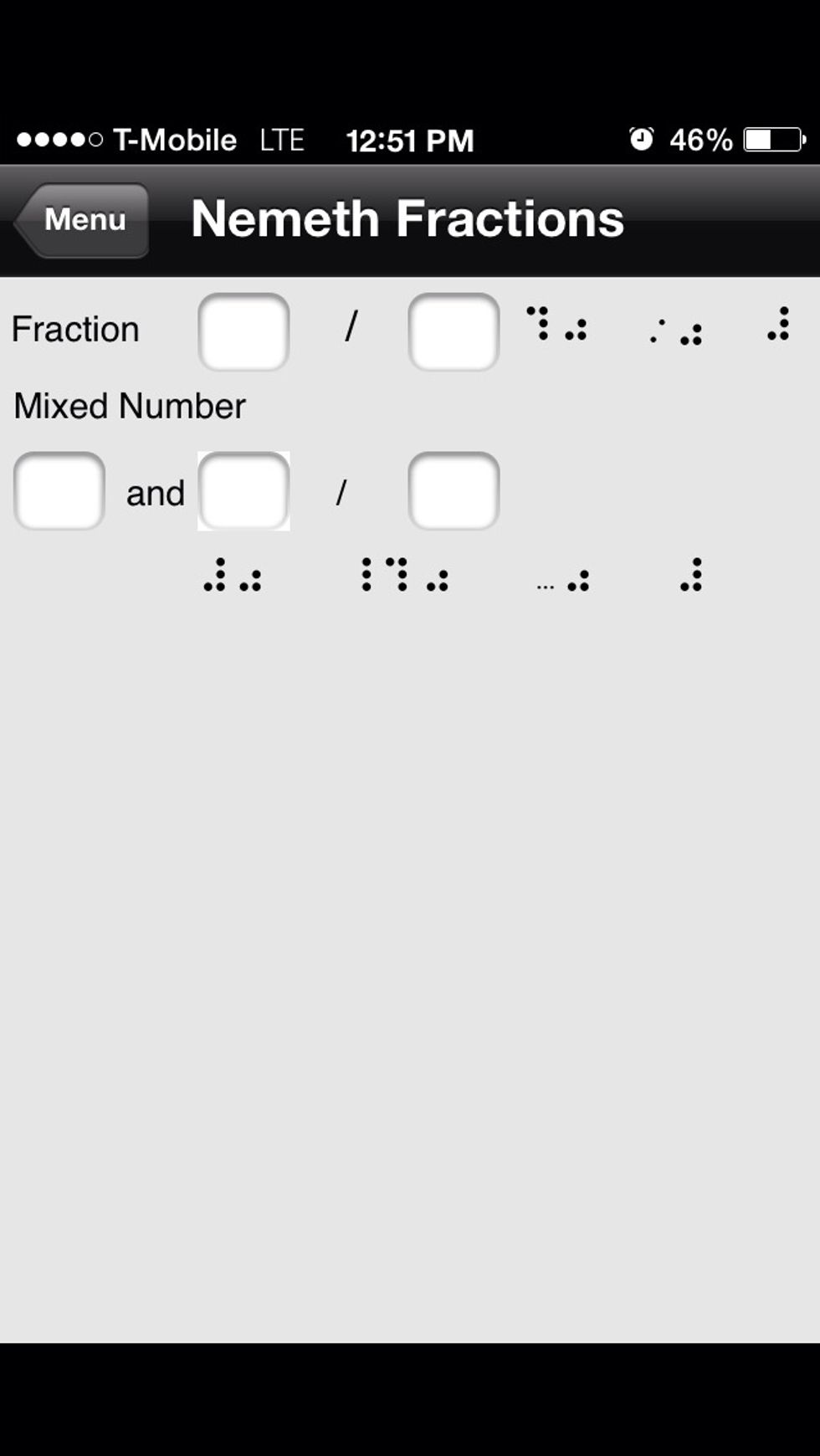 Try making a few fractions. And go back to the previous menu.