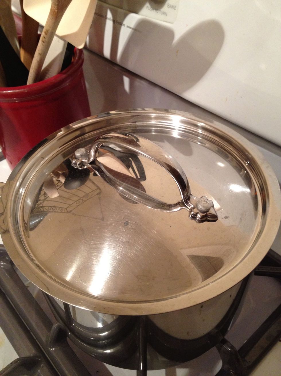 Try not to disturb this pan. You can peek, if you thing it's bubbling too vigorously. DON'T stir it. Just let it simmer for about 40 min. After 30 min. You can turn the heat off and just let it sit.