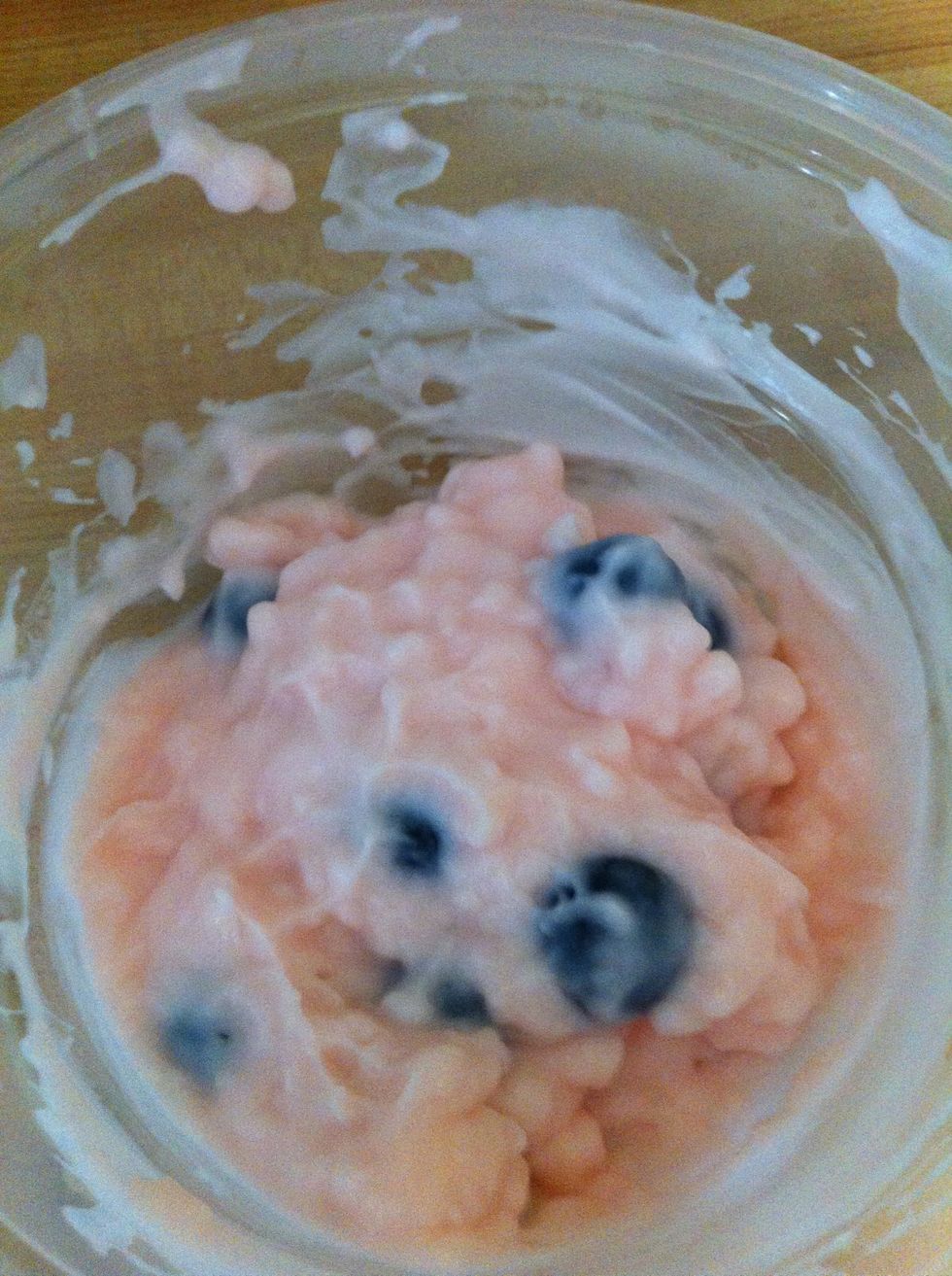 Try not to smush the blueberries when you mix them! ;)