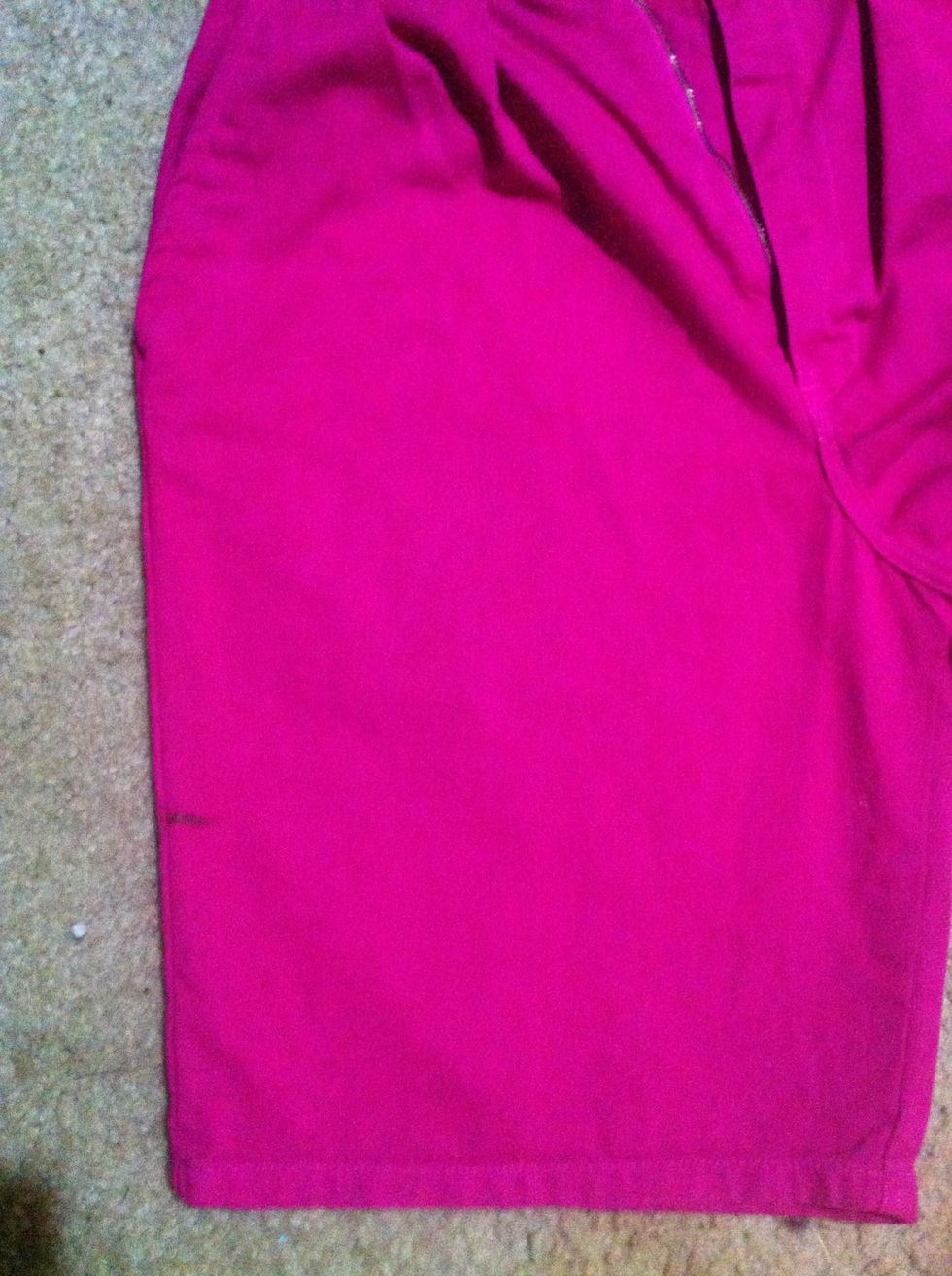 Try on the shorts & then mark about where you would like to cut the scallop pattern (I used an eye liner pencil to make a distinct mark)